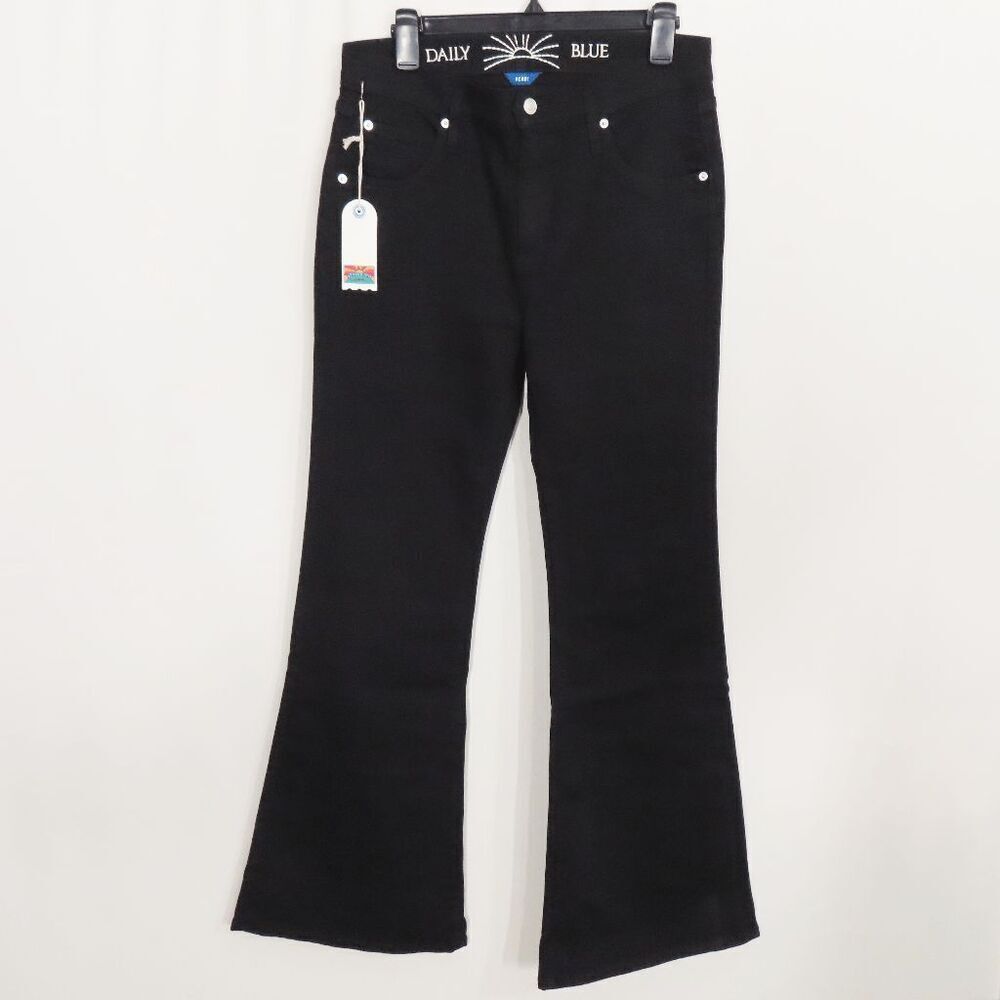 Daily Blue Black Infinity Peace Bellbottom Jeans 30
